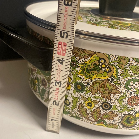 Fancipans Green Paisley Enamel Handled Pot Lid 9.5”D Two Piece - Picture 8 of 17